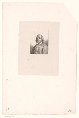 Portrait of Benjamin Franklin, Pierre François Bertonnier, 1810 - 1847 Canvas Print