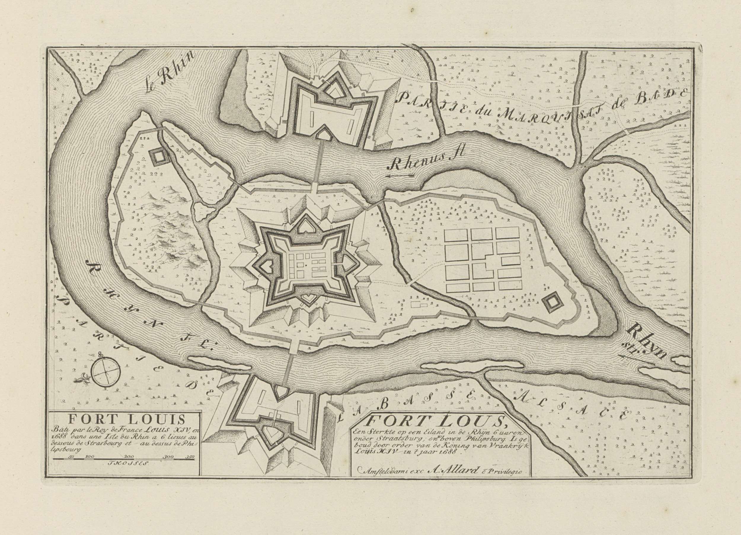 Map of Fort Louis, Abraham Allard, 1701 - 1733 | CanvasPrints.com