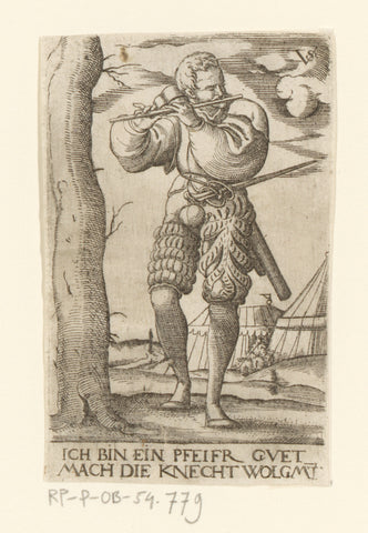 Soldier with a flute, Virgil Solis, 1524 - 1562 Canvas Print