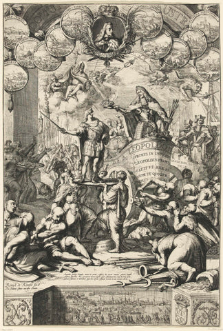 Allegory of the succession to the throne of Leopold I by his son Joseph I, 1687, Romeyn de Hooghe, 1687 Canvas Print