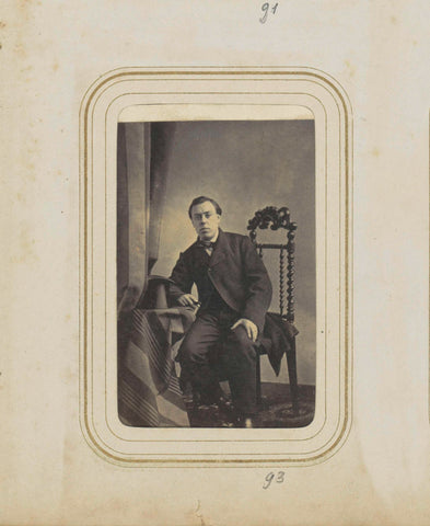 Portrait of a man at a table wearing a top hat, anonymous, c. 1860 - c. 1880 Canvas Print