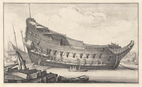 Construction of a ship, Wenceslaus Hollar, 1647 Canvas Print