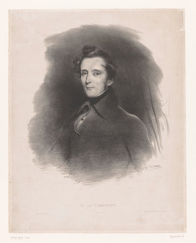 Portrait of Alphonse de Lamartine, Achille Devéria, 1830 Canvas Print