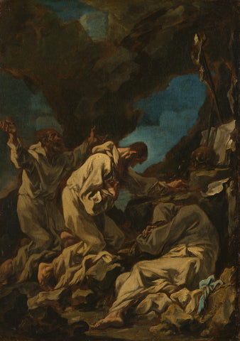 Three Camaldolese Monks in Ecstatic Prayer, Alessandro Magnasco, 1710 - 1740 Canvas Print