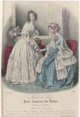 Petit Courrier des Dames, 15 April 1847, No. 2258 : Chapeau en crépe de Maurice-Beauvais (...), anonymous, 1847 Canvas Print