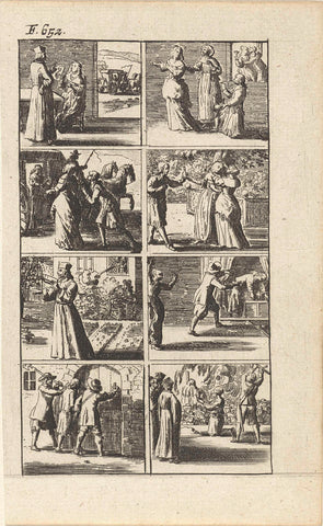 Story with depictions of murder and death penalty (F. 652.), Abraham Dircksz. Santvoort, 1667 Canvas Print