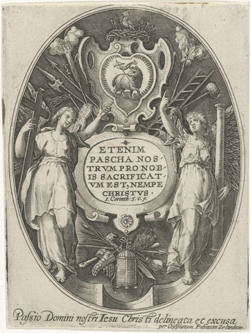 Title print for a series with the passion of Christ, Crispijn van de Passe (I), 1600 Canvas Print