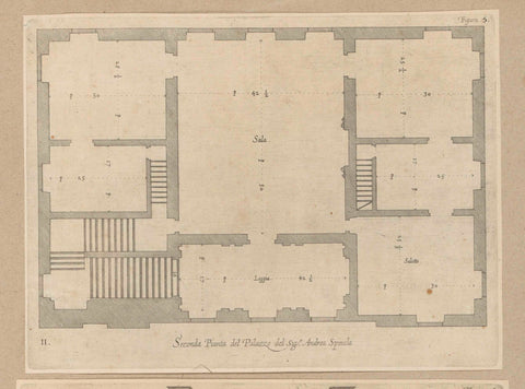 Plan of the first floor of the Palazzo Gambaro in Genoa, Nicolaes Ryckmans, 1622 Canvas Print