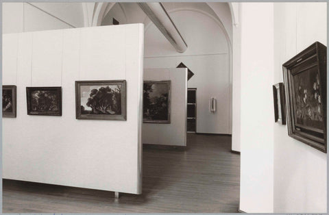 Room with paintings on panels and at the back a door, 1985 - 1988 Canvas Print