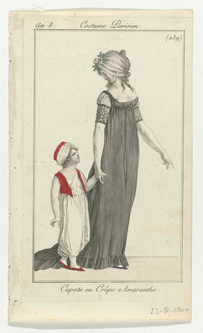 Journal des Dames et des Modes, Costume Parisien, 23 August 1800, (239) : Capote en Crêp (...), anonymous, 1800 Canvas Print