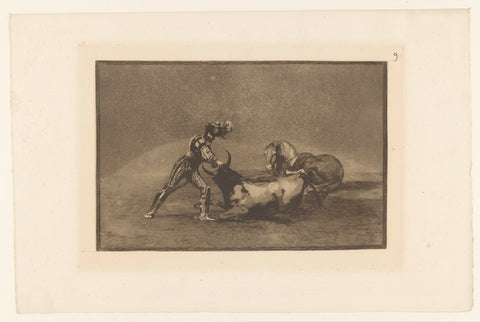 Spanish knight kills a bull, Francisco de Goya, 1876 Canvas Print