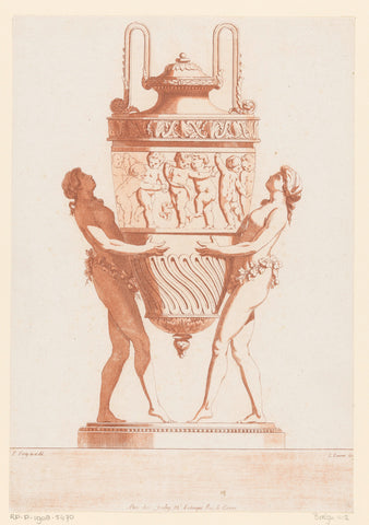 Vase with women and frieze, L. Laurent, 1775 - 1785 Canvas Print