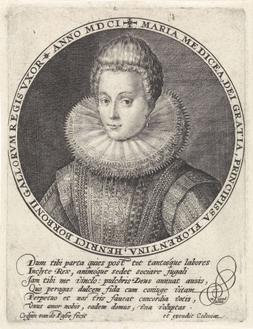 Bust portrait of Maria de' Medici, Crispijn van de Passe (I), 1601 Canvas Print