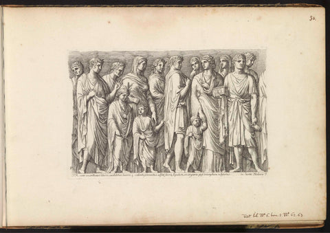 Relief with procession of figures in draped robes, François Perrier, 1645 Canvas Print