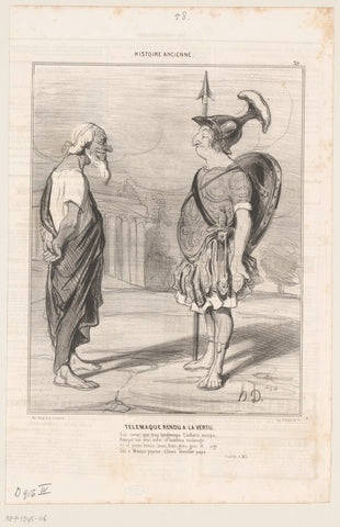 Caricature of Mentor and Telemachus, Honoré Daumier, 1842 Canvas Print