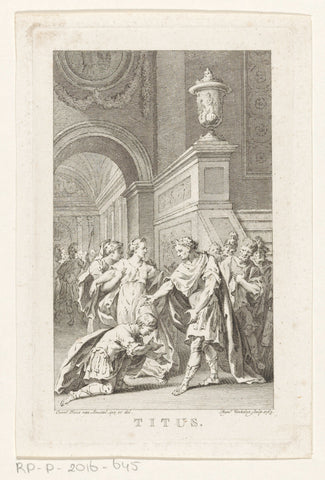 Sextus knielt voor Titus, Reinier Vinkeles (I), 1765 Canvas Print