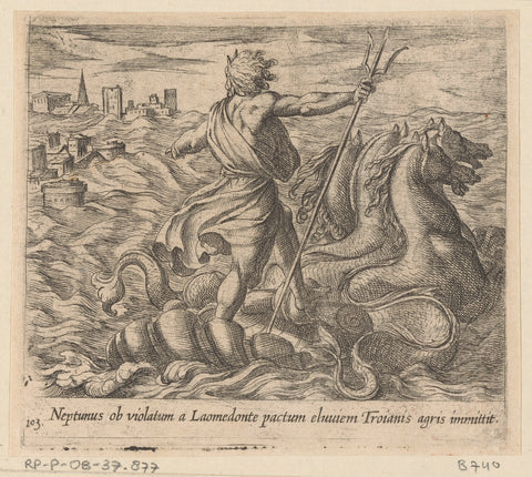 Neptune sends a flood to Troy, Antonio Tempesta, 1606 Canvas Print