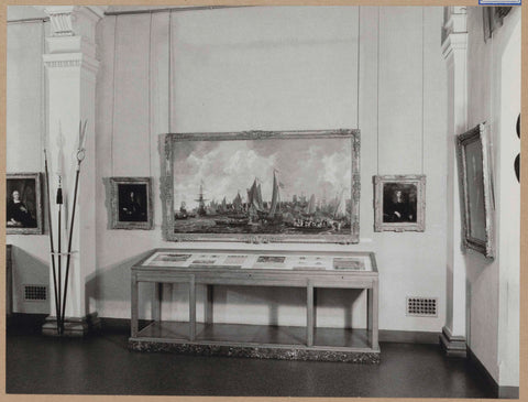 Room 113 seen to the west with weapons, paintings and a laying display case, 1963 Canvas Print