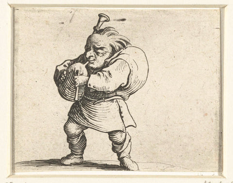 Dwarf with bagpipes, Jacques Callot, 1621 - 1625 Canvas Print