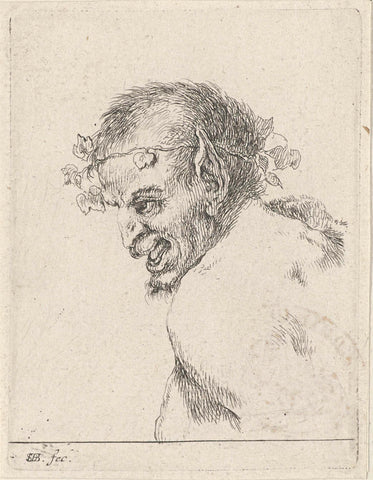 Bust of a satyr, in profile to the left, Stefano della Bella, 1620 - 1647 Canvas Print