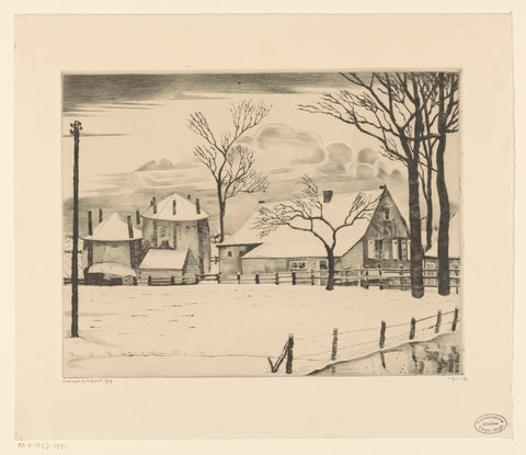 Farm in the snow, Lodewijk Schelfhout, 1929 Canvas Print