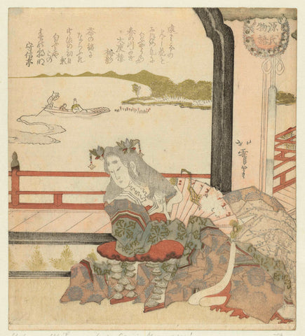 Woman by a balcony, Karyôsai Hokuga, c. 1820 - c. 1825 Canvas Print