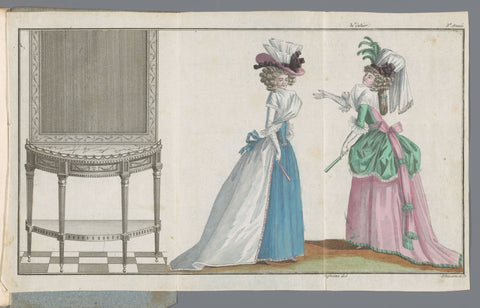 Magasin des Modes Nouvelles Françaises et Anglaises, 20 September 1788, 3rd Year, 31st cahier, Pl. 1, 2 and 3, AB Duhamel, 1788 Canvas Print