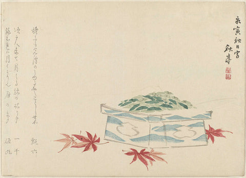 Gift with acer leaves, Tanaka Shûtei, c. 1850 - c. 1855 Canvas Print