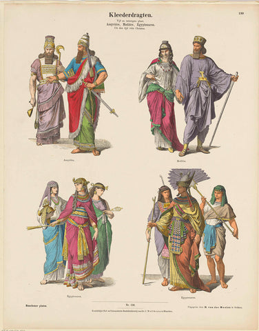 Kleederdragten / Twentieth-five plate. / Assyrians, Medians, Egyptians. / From the time before Christ, Andreas C. Müller, 1843 - c. 1920 Canvas Print