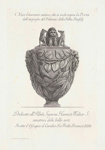 Urn en vaas, Giovanni Battista Piranesi, 1778 Canvas Print