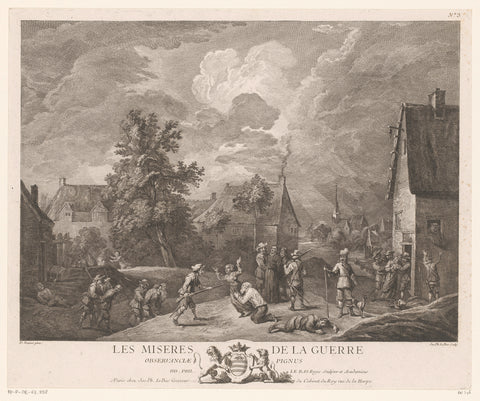 Plundering of a village, Jacques-Philippe Le Bas, c. 1760 Canvas Print