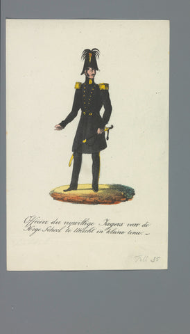 Officier der vrijwillige Jagers van de Hooge School te Utrecht in kleine tenue, Albertus Verhoesen (attributed to), 1835 - 1850 Canvas Print