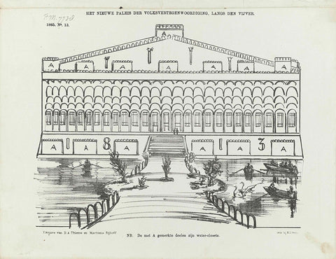 Cartoon on the design for a new building for the States-General, 1865, Johan Michaël Schmidt Crans, 1865 Canvas Print