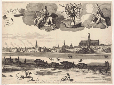 View of Haarlem (middle leaf), Jan van de Velde (II), 1726 - 1750 Canvas Print