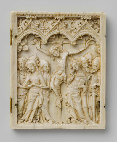 Right wing of a polyptych with the Crucifixion, anonymous, c. 1375 - c. 1400 Canvas Print