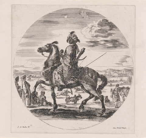 Dark man with turban on horseback, Stefano della Bella, 1648 Canvas Print