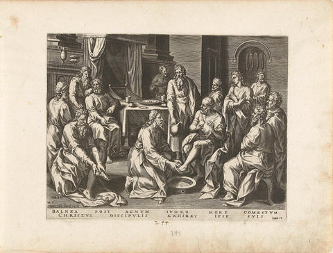 Petrus' foot washing, Hans Collaert (I), 1534 - 1580 Canvas Print