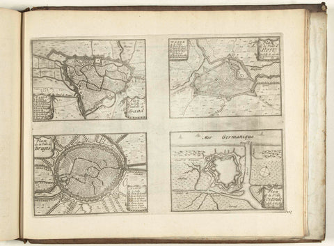 Maps of Ghent, Aalst, Bruges and Ostend, 1726, anonymous, 1726 Canvas Print