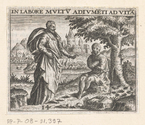 Man Addresses a Cripple, Theodor de Bry, 1596 Canvas Print