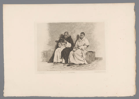 Two sitting monks, Eugène Burnand, 1880 Canvas Print