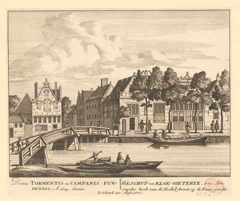 View of the Stads Geschut-en Klokkengieterij on the Lijnbaansgracht in Amsterdam, anonymous, 1757 - 1766 Canvas Print