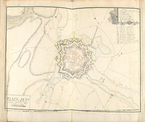 Map of Ath with inundations, 1707, Samuel Du Ry de Champdoré, 1707 Canvas Print