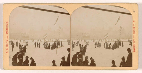 Skating on the ice rink behind the Rijksmuseum, A.C. Bruyn, 1901 Canvas Print
