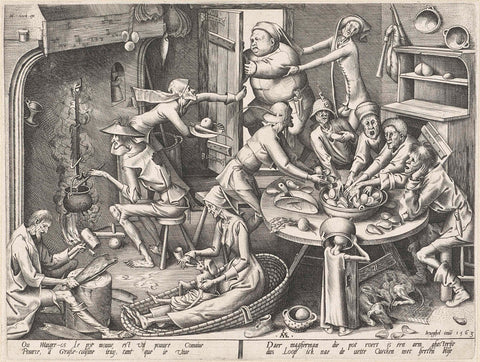 Skinny kitchen, Pieter van der Heyden, 1563 Canvas Print