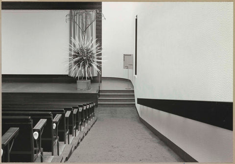 The Röellzaal with a view of the stage on which a flower arrangement by Toon Leemans from Maastricht stands, c. 1969 Canvas Print