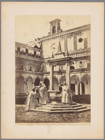 Well in the Carthusian monastery of San Martino in Naples, with monks drinking in the foreground, anonymous, c. 1875 - c. 1900 Canvas Print