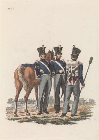 Sub-Officer with horse. Gunner - Piece rider, and Gunner. Field-Artillery, Dirk Sluyter, 1826 Canvas Print