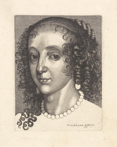 Portrait of Maria Henriette Stuart, Princess Royal and Princess of Orange-Nassau, Wenceslaus Hollar, 1641 Canvas Print