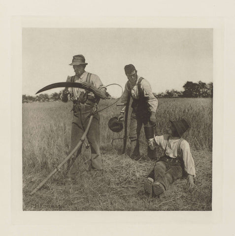 Farmworkers during the Barley Harvest in Suffolk, Peter Henry Emerson, 1883 - 1888 Canvas Print