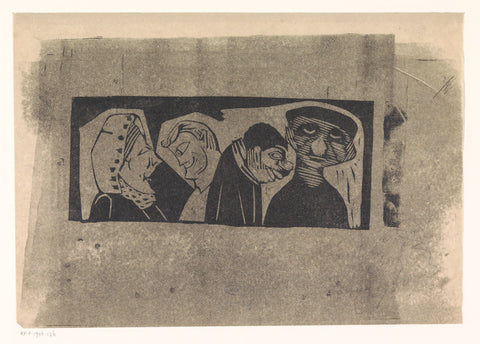 Four stylized human figures in a row, Samuel Jessurun de Mesquita, 1930 Canvas Print